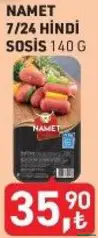 NAMET 7/24 HİNDİ SOSİS 140 G fiyat ve kampanya bilgisi